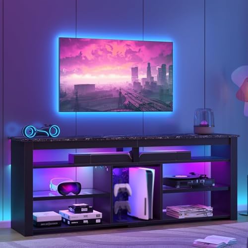 Gaming Console Tv Stand - TV-Ständer für 70-Zoll-Fernseher, hohes Entertainment-Center mit
