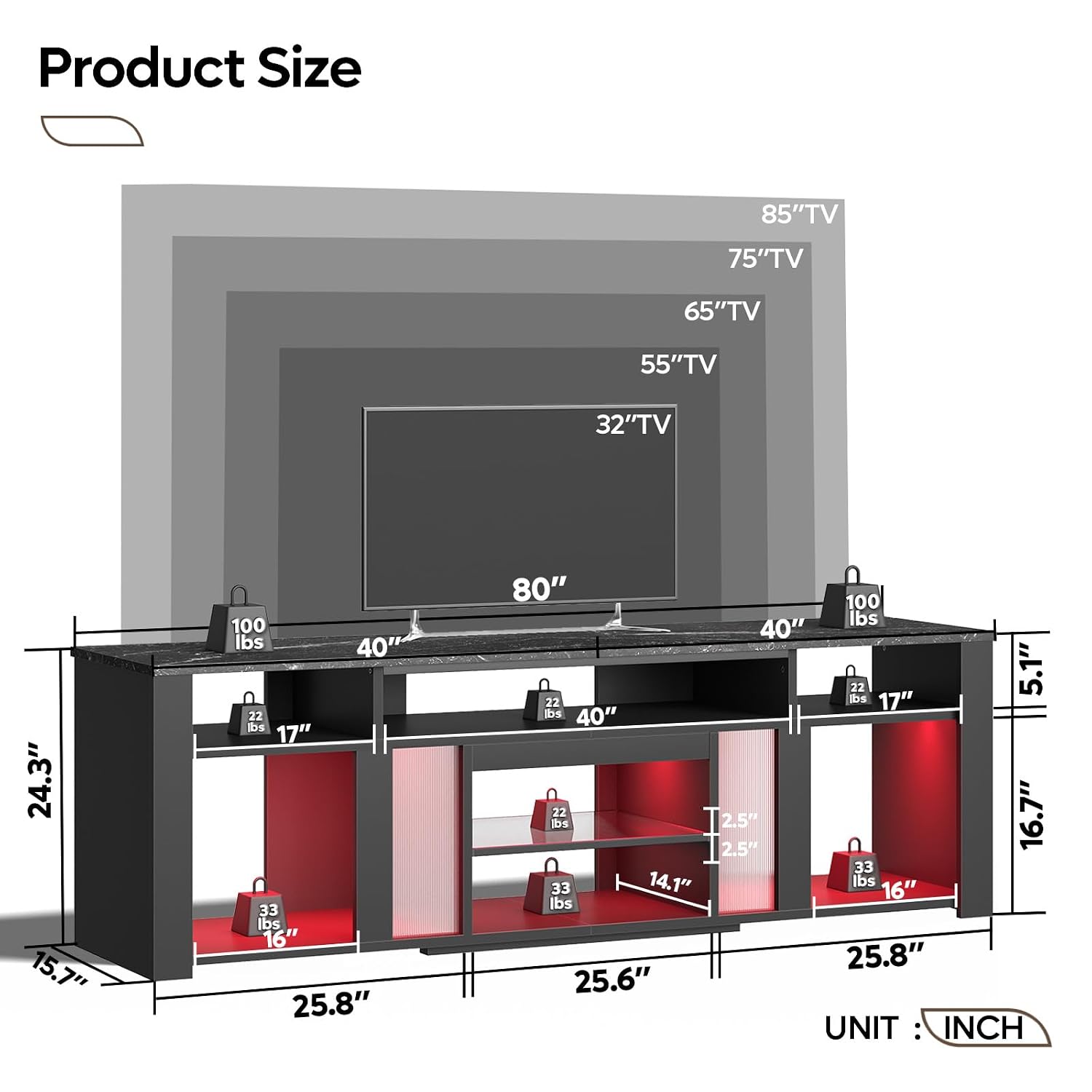 80 Zoll TV-Ständer, Unterhaltu – Gaming Console Tv Stand Bewertung und Preis